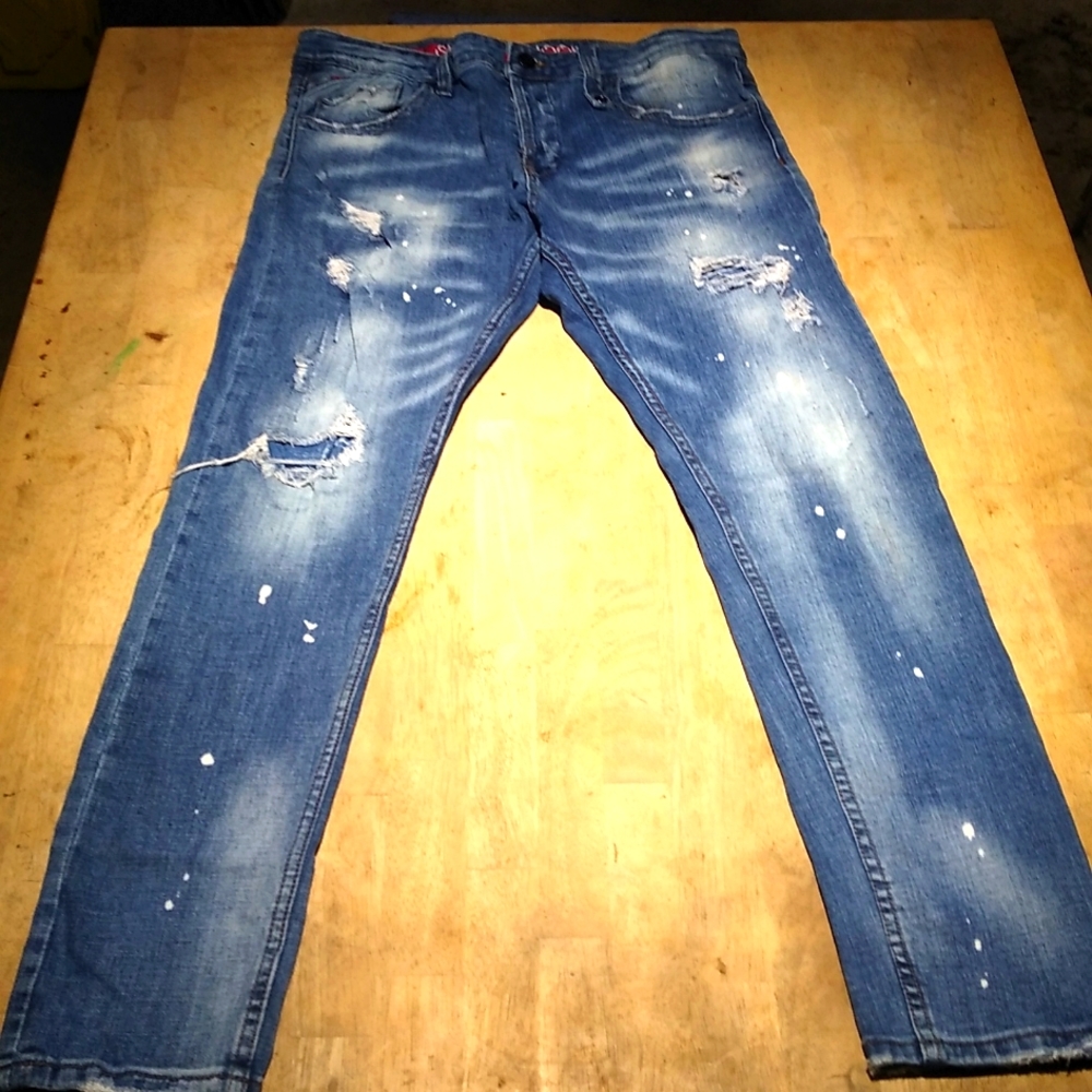 Smuggler's Moon Jeans Button Fly Distressed Skinny 36 x 32